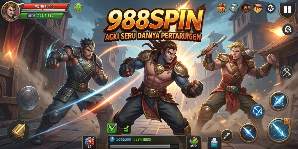 Screenshot menunjukkan aksi seru dalam pertarungan 988SPIN.