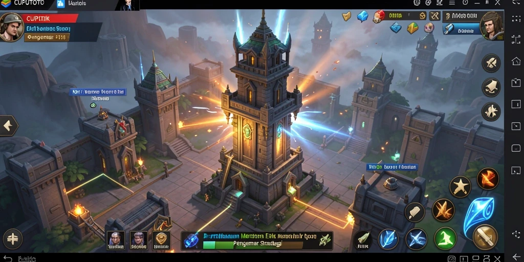 Tampilan gameplay menegangkan di CUPUTOTO dengan strategi Tower Defense.