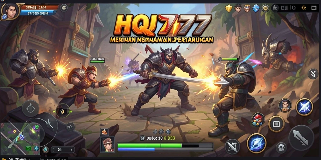 Tangkapan layar utama gameplay <strong>HQ777</strong> menunjukkan aksi strategi mendebarkan.