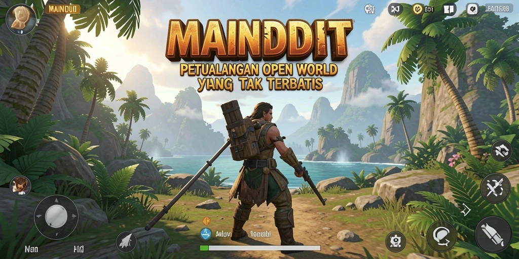 Screenshot gameplay MAINDUIT menampilkan eksplorasi dalam dunia terbuka.