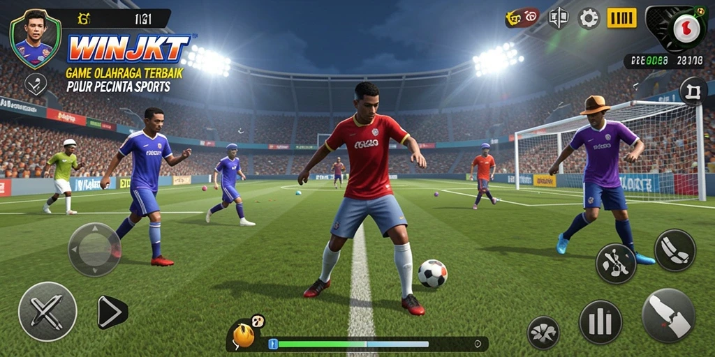 Screenshot menunjukkan gameplay seru WINJKT dalam aksi olahraga.